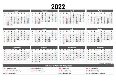 Printable 2022 Yearly Calendar 9 Templates