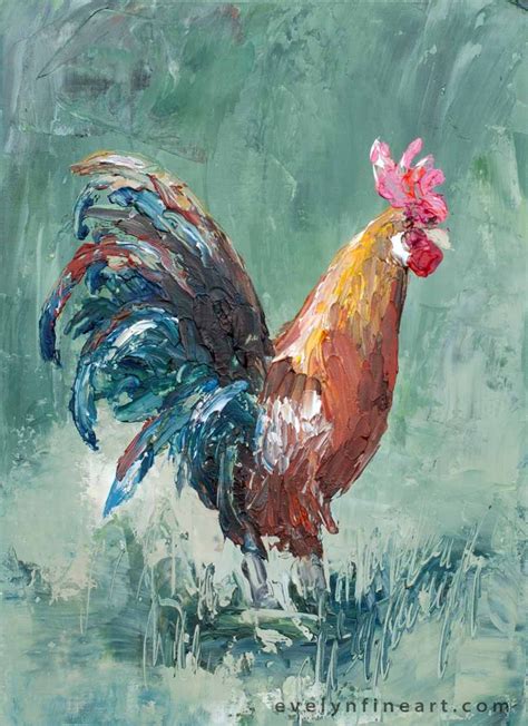 Oil On Paper Palette Knife Technique Sold Knife Techniques Roosters