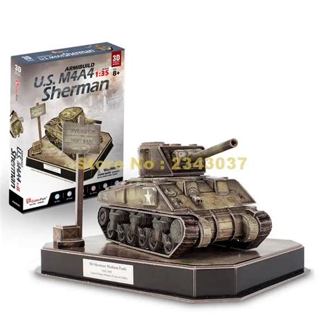 Cubicfun Js4204h 263pcs Military Us Sherman Tank Diy 3d Paper Puzzle