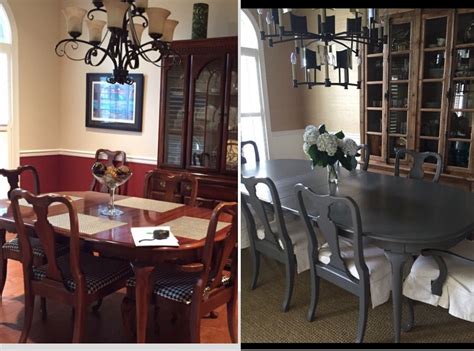 Cherry finish kitchen & dining room sets : Before and after dining room Painted cherry Queen Anne ...