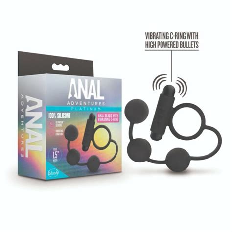 anal adventures platinum silicone anal beads with vibrating c ring black lovestore