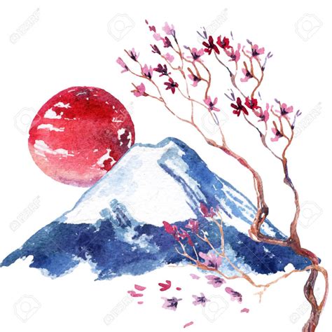 Aquarelle Fleur De Cerisier Japonais Fleurs De Sakura Peintes La Main Sur Fond De Peinture