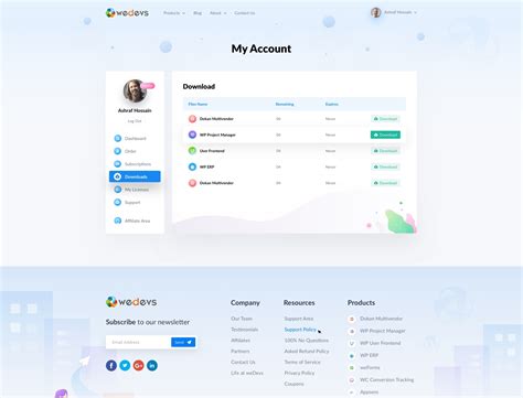 My Account Page by Ashraf Hossain for weDevs on Dribbble