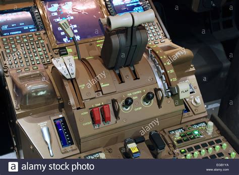 Boeing 777 300er Full Motion Simulator Throttle Quadrant Stock Photo