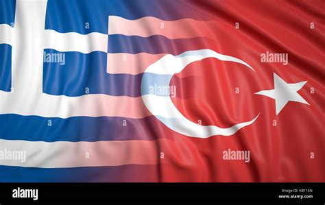 Close Up Of Turkish And Greek Flags Stock Photo Alamy