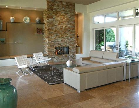 Stone veneer comes in different materials, including faux stone veneer and manufactured stone veneer. Stunning Living Rooms with stacked stone fireplace - Rilane