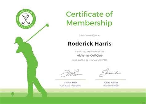Golf Certificate Template Free Professional Template For Business