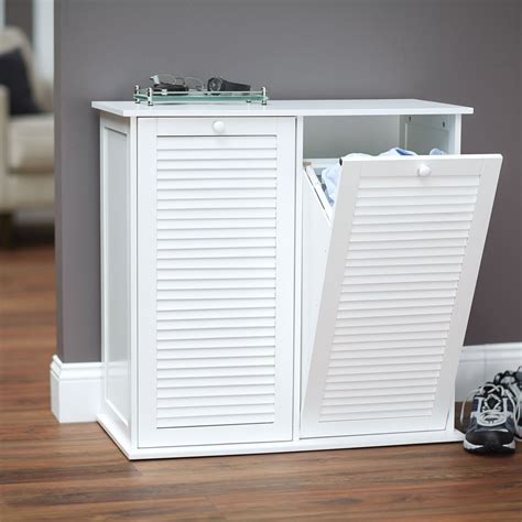 Household Essentials Tilt Out Laundry Sorter Cabinet With Shutter Front