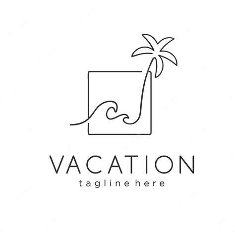 Premium Vector | Minimalist palm wave beach logo design line art