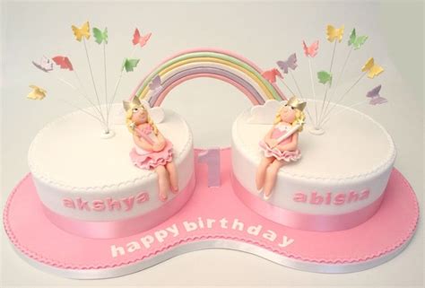 Twins 1st Birthday Cake — Childrens Birthday Cakes Twins Cake 1st