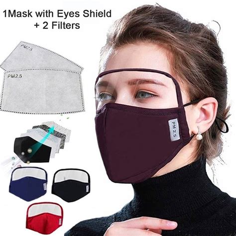 Adult Cotton Face Mask Fashion 2 Filters With Eyes Shield Mascarilla De Tela Lavable Halloween