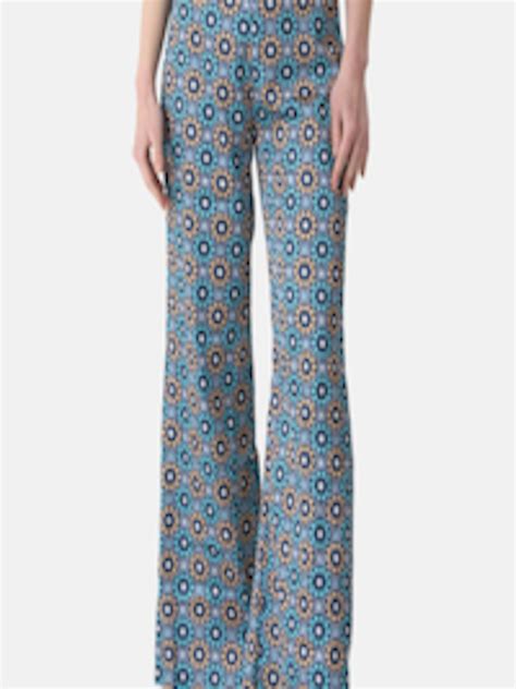 Buy Kazo Women Mid Rise Floral Printed Flared High Rise Bootcut Trousers Trousers For Women