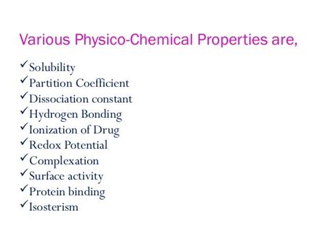 Physicochemical Properties Of Drug