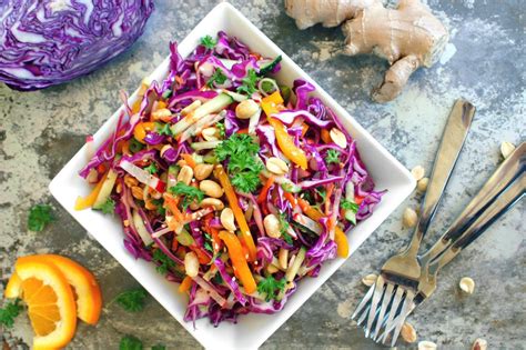 Orange And Ginger Cabbage Slaw With Roasted Peanuts Recipe Slaw