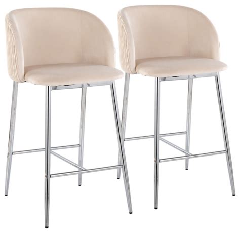 Fran Pleated Counter Stool Set Of 2 Midcentury Bar Stools And