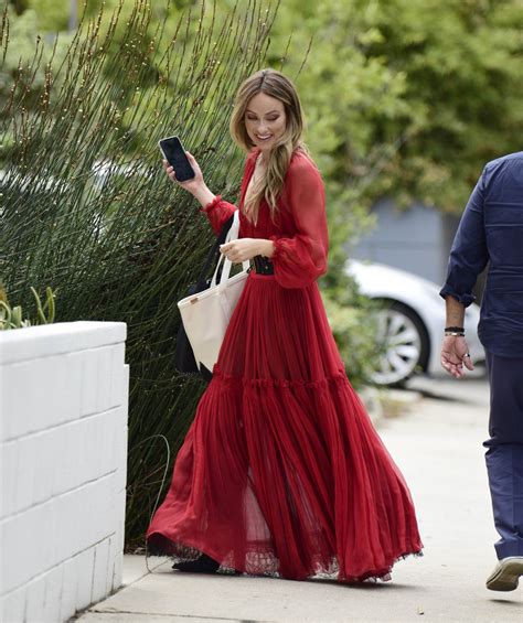 Olivia Wilde In A Semi Sheer Red Dior Tulle Dress And Black Heels In