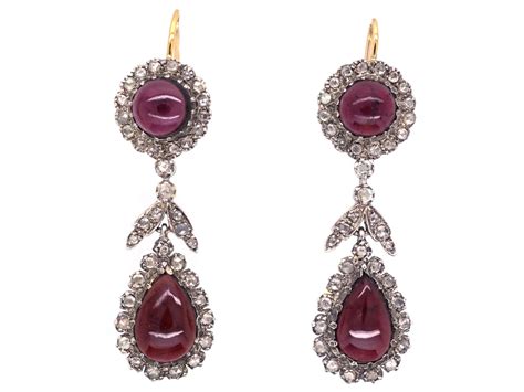 Georgian Double Drop Garnet Earrings The Antique Jewellery Company