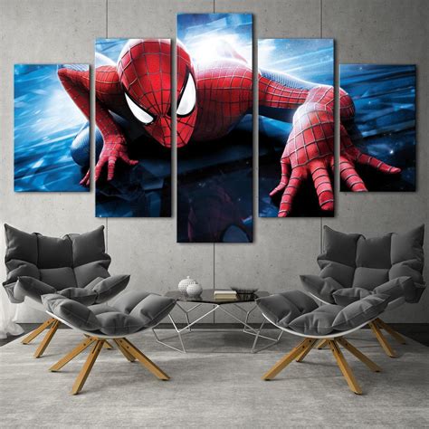 Spider Man Wall Decor Spider Man 5 Panel Wall Art Spider Man Painting