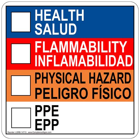 Health Flammability Reactivity Ppe Roll Label With Symbols Ldre