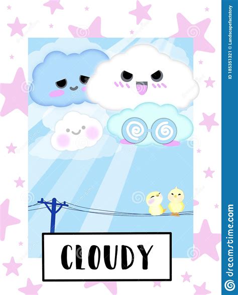 Cloudy Weather Flashcard Collection For Preschool Kid Learning English