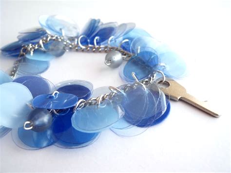 Blue Charm Bracelet Made Of Recycled Plastic Bottles And Blue Beads