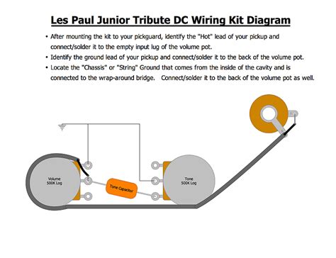 Wiring diagram (2 conductor lead) mini humbucker wiring diagram with master tone and blender. Les Paul Junior Tribute DC '50s Wiring Kit | CTS 550K | Reverb