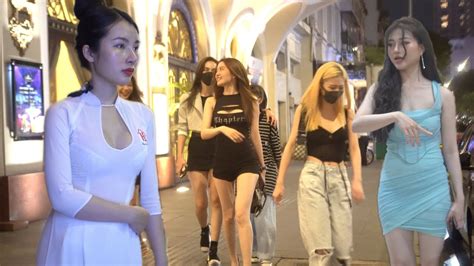 4k Vietnam Saigon Night Street Scenes So Many Pretty Ladies Youtube