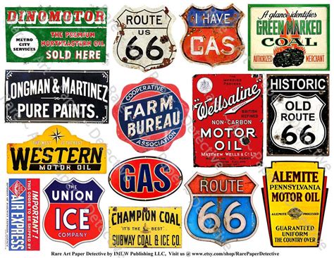 Old Rusty Metal Signs Printed Sheet 15 Weathered Tin Signs Etsy