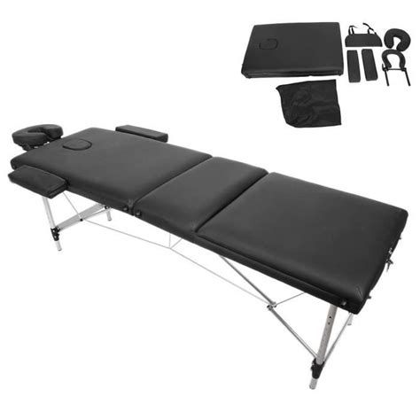 Table De Massage Pliante En Métal Portable 3 Zones 185 Cm Noir Sac De Rangement Cya11 176