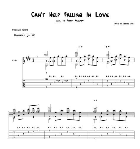 Cant Help Falling In Love For Guitar Guitar Sheet Music And Tabs