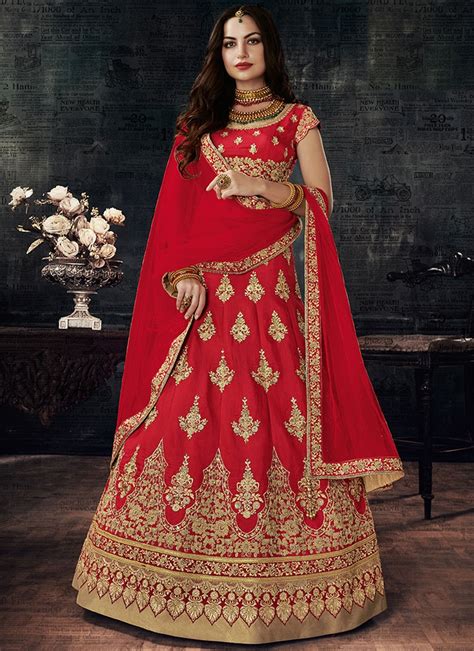 Buy Red Color Silk Wedding Lehenga Choli In Uk Usa And Canada