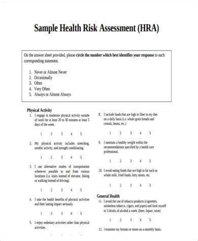 Free Risk Assessment Form Samples In Pdf Excel Ms Word