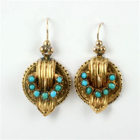 Buy Antique Turquoise Earrings In Ct Gold Sold Items Sold Jewellery