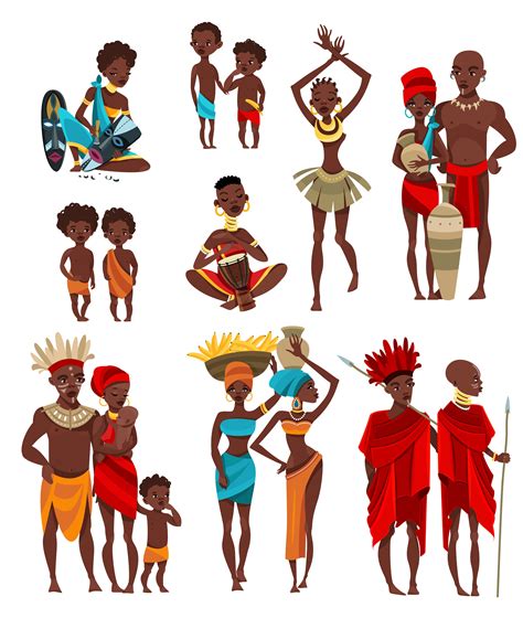 African People Clothing Flat Icons Collection 472225 Vector Art At Vecteezy