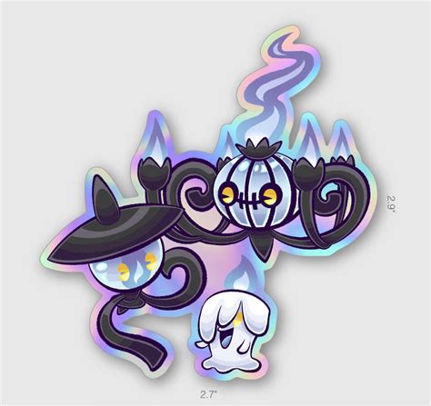 Cute Chandelure Litwick And Lampent Pokemon Holographic Etsy