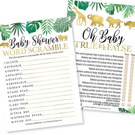 Buy Safari Baby Shower Games Gender Neutral 2 Games Double Sided 25