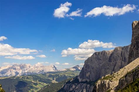 View Of The Dolomites From Gardena Pass South Tyrol Italy Stock Image