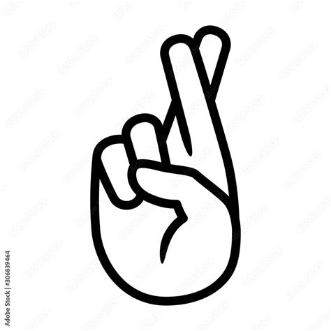 Cross Your Fingers Or Fingers Crossed Hand Gesture Line Art Vector Icon