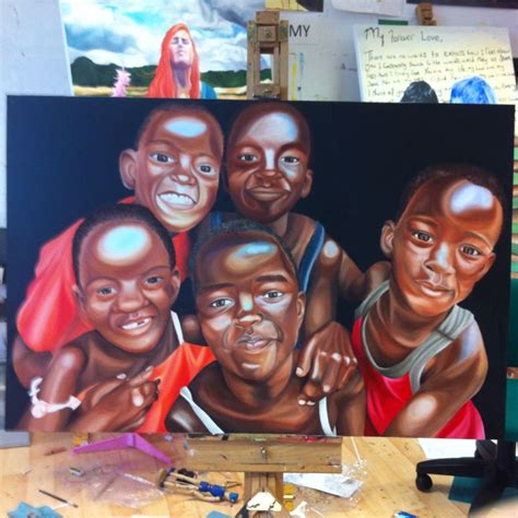 100x150 Oil Painting Of Five Gorgeous Ugandan Children Oil Painting