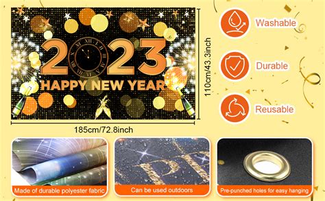 2023 Large Happy New Year Banner With String 72 X 44 Inch New Year