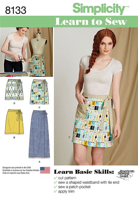 Simplicity Sewing Pattern 8133 - Learn to Sew Wrap Skirts | Sewing Patterns Online