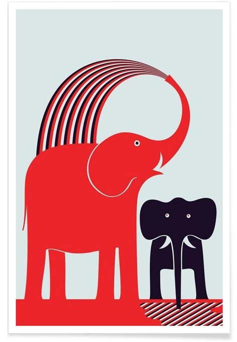 Red Elephant Poster Juniqe