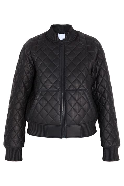 Quilted Leather Bomber Jacket Jackets
