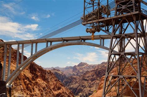 The Highway Bridge Over The Hoover Dam Stock Photo Image Of Desert