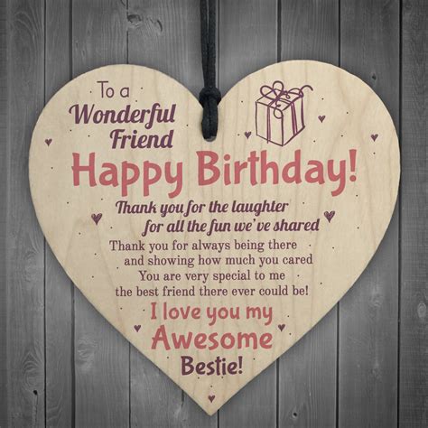 Happy birthday to you, bestie. Friendship Best Friend Plaque Happy Birthday Heart Gift Mum