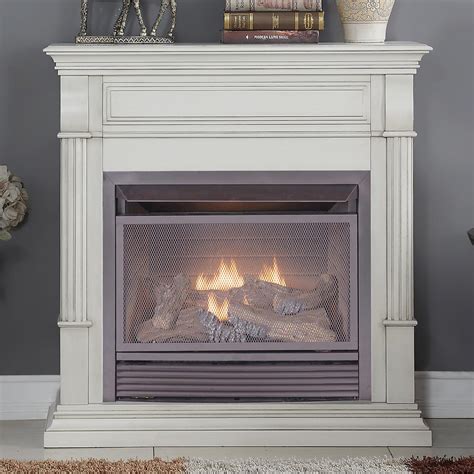 Duluth Forge 40 In Ventless Dual Fuel Gas Fireplace In Antique White