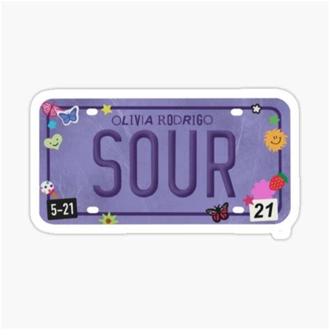 Sour License Plate Olivia Rodrigo Sticker By Libertygrace17 In 2021