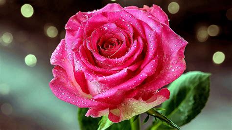 Close Up Rose Plant Dew Water Drops Flora Drops Shine Petal