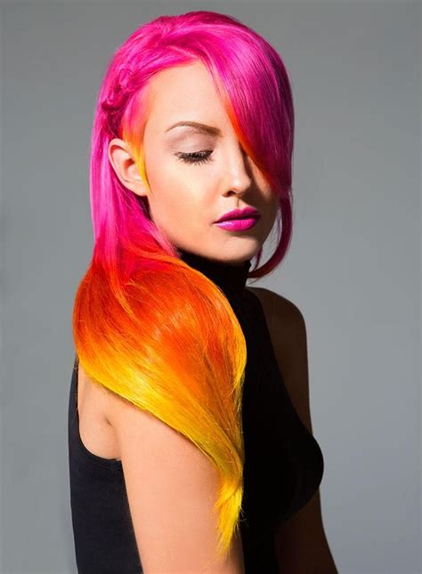 how to pink orange yellow color melting technique by james gartner red ombre hair vibrant
