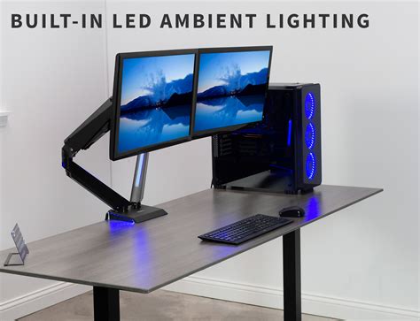 Vivo Dual Monitor Gaming Mount Desk Stand W Led Lights